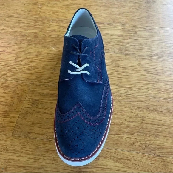 GBX Grieves Suede Men's Wingtip Oxfords - Navy - 7.5 8 8.5 9 13 NWT - Picture 2 of 11